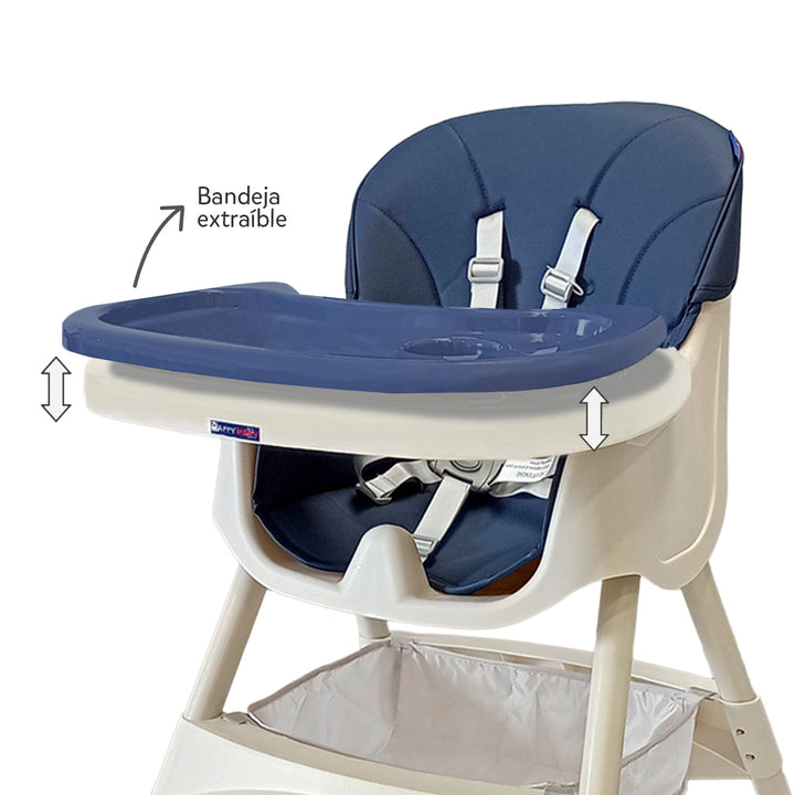 Silla comedor bebe 3en1 Happy Baby York Azul