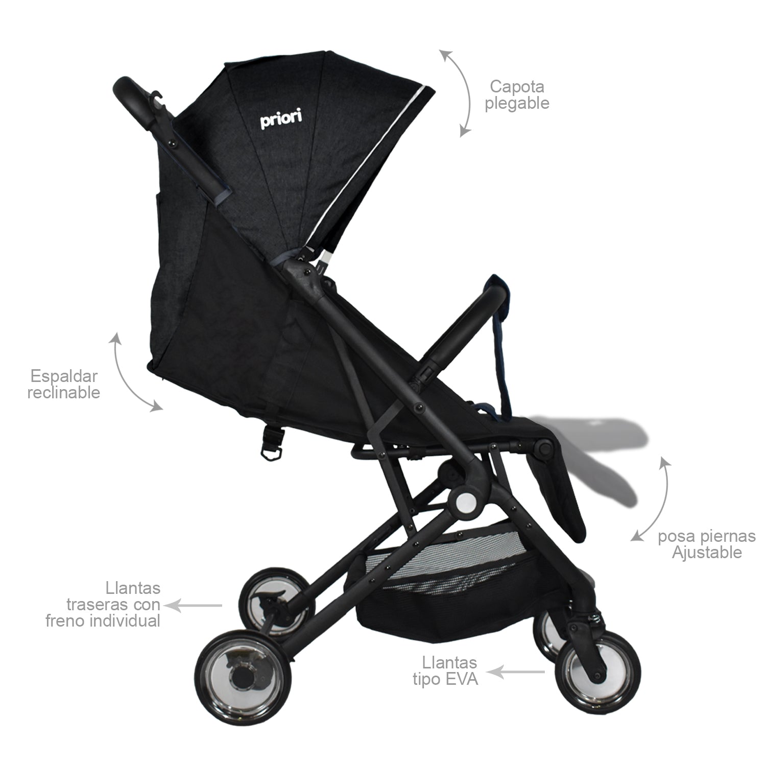 Coche Bebe Priori Compacto Ferrara Gris