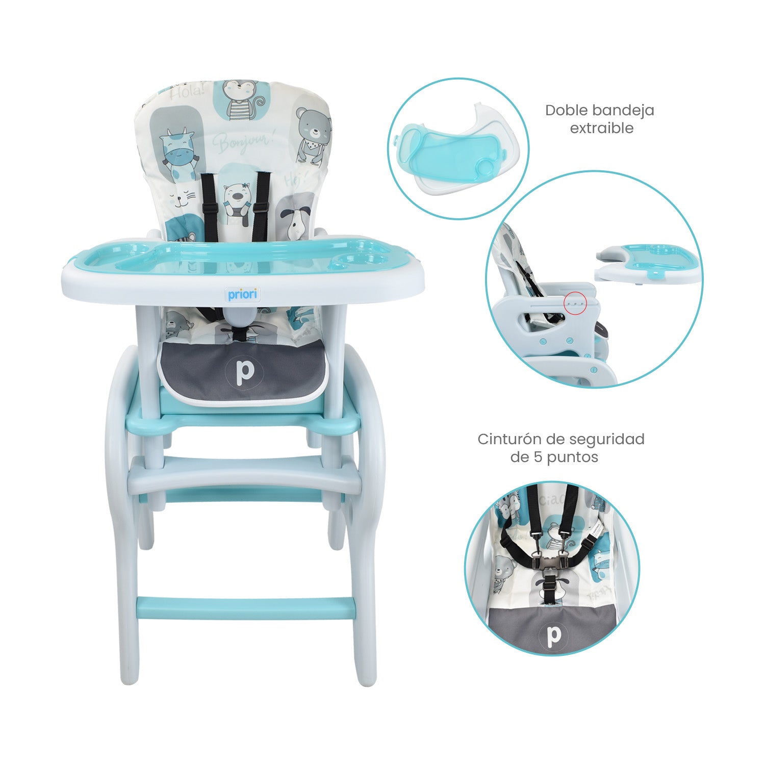 Comedor Bebe Escritorio PCM-10 Animals Azul Priori