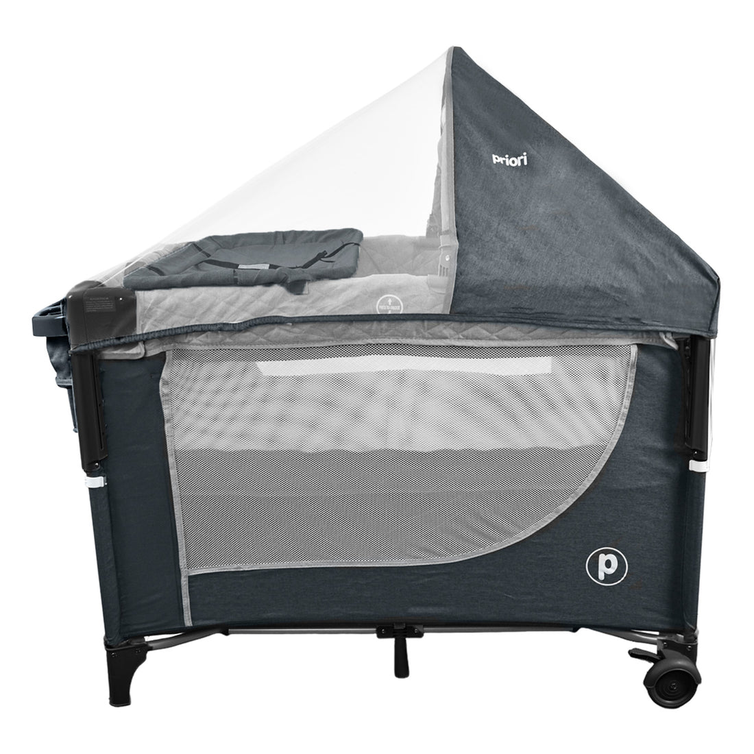 Cuna Colecho Bebe Pro-Max Priori Gris Oscuro