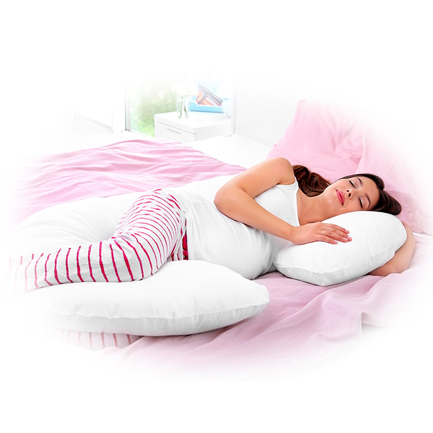 Almohada de Embarazo y Lactancia 3en1 inizzi C6588 Blanco
