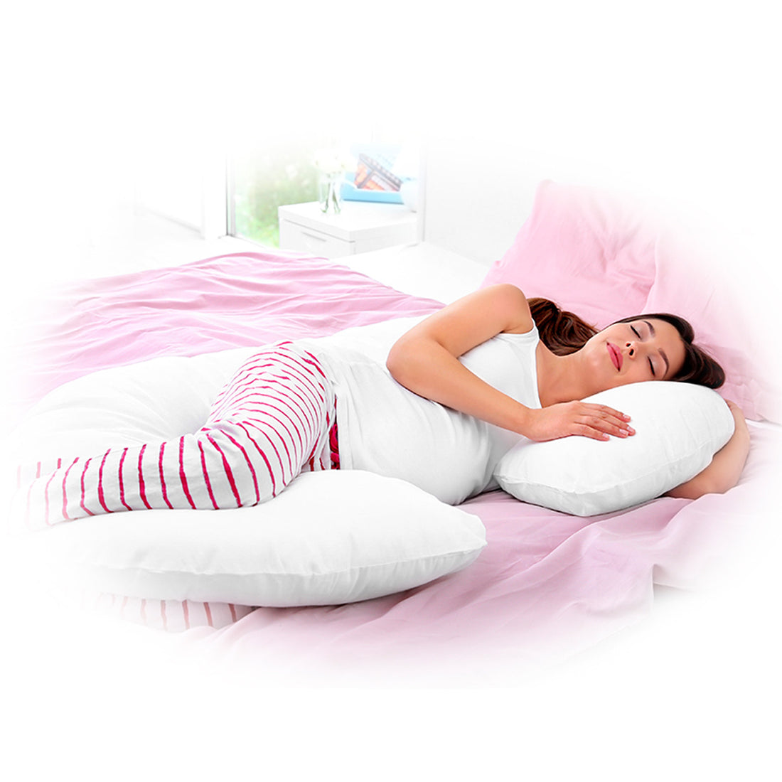 Almohada de Embarazo y Lactancia 3en1 inizzi C6588 Blanco