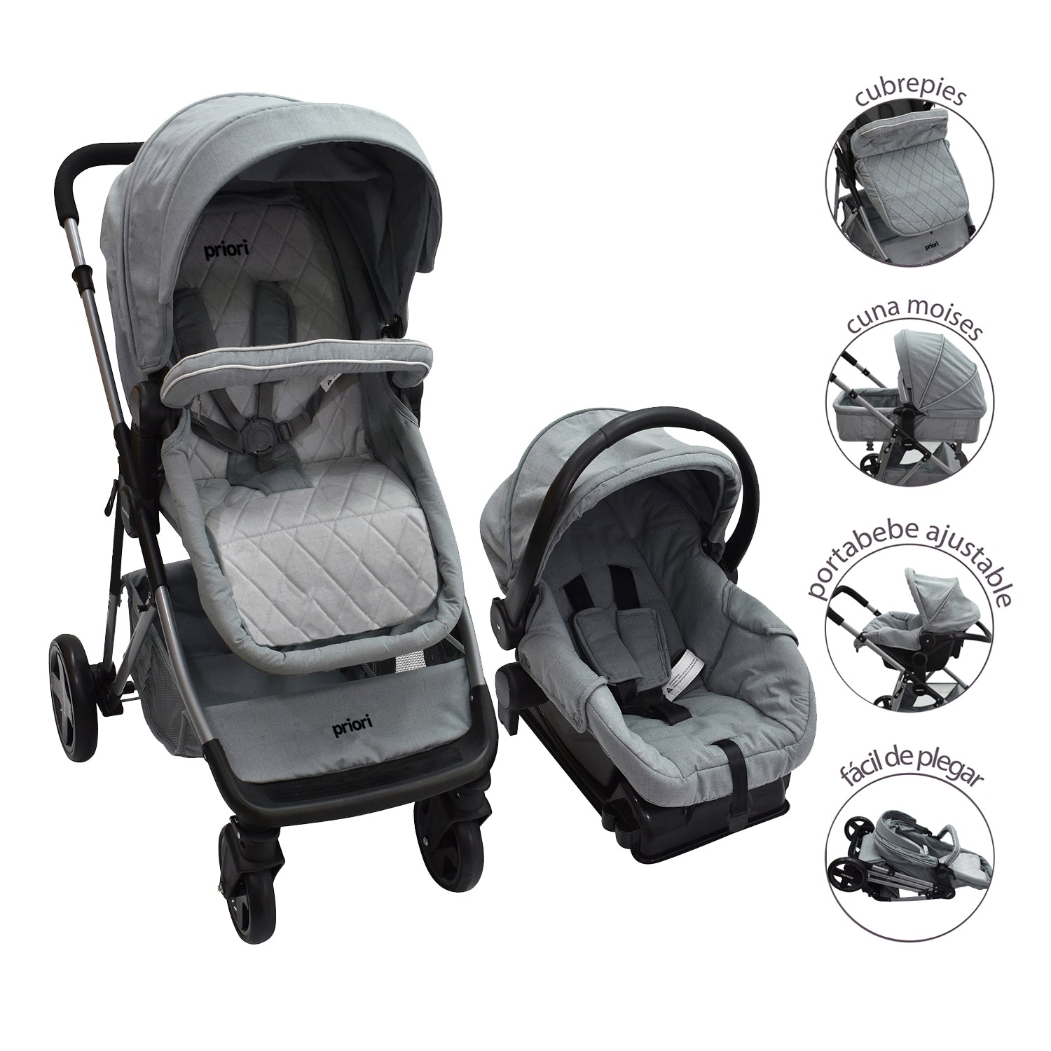 Coche Bebe Maddox 4en1 Priori Gris