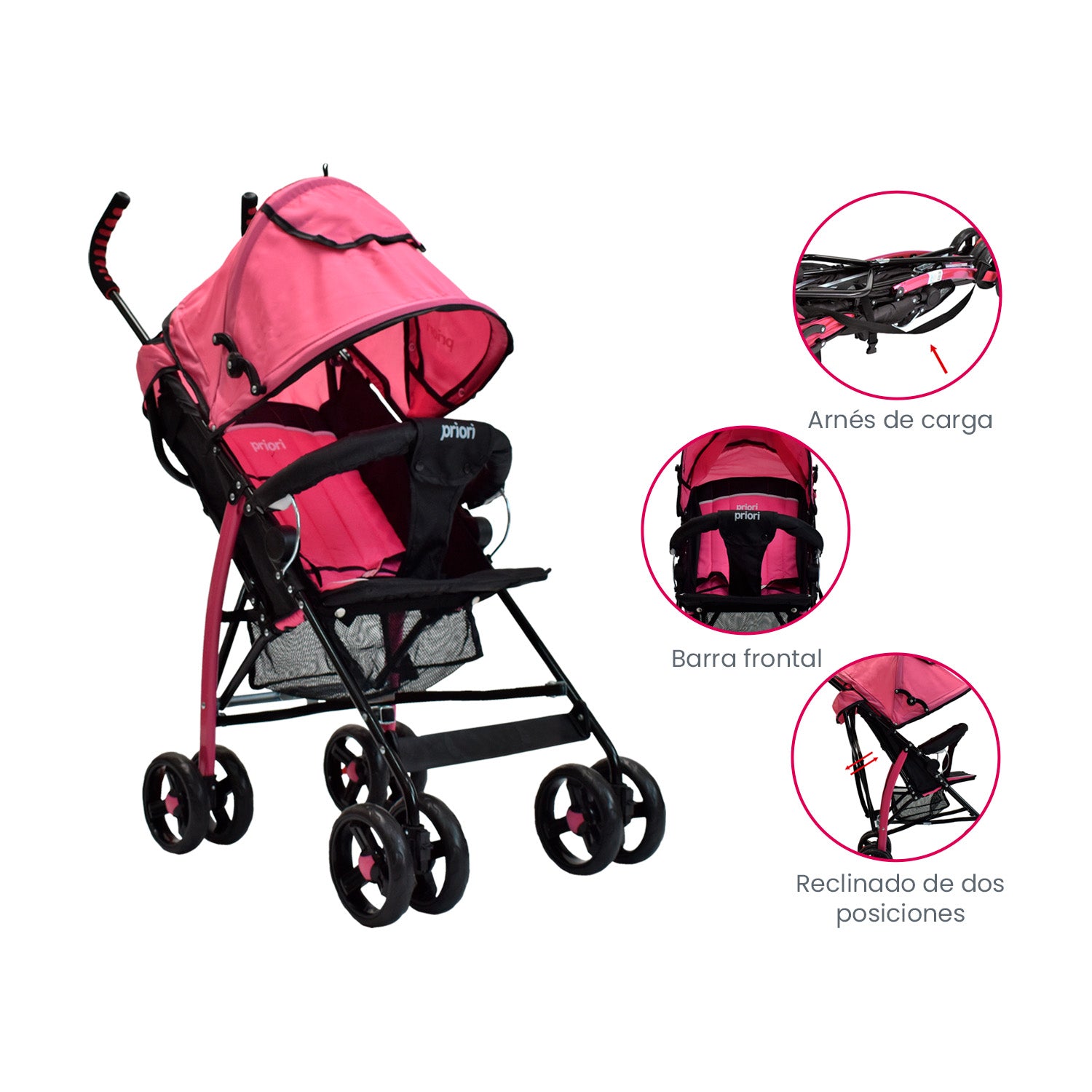 Coche Bebe Paseador Priori PPA12 Rosa