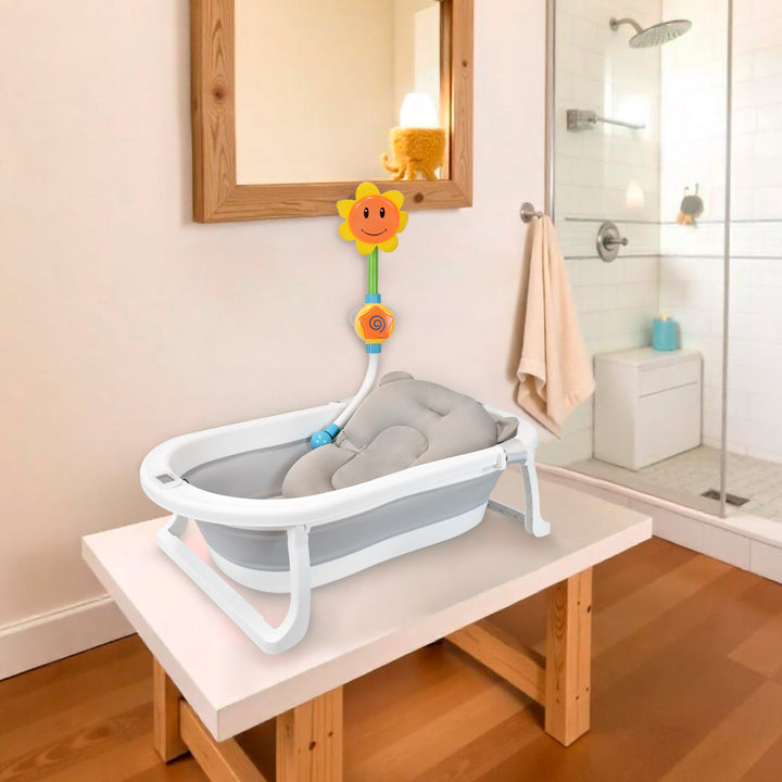 Bañera Bebé Happy Baby Con Cojín Y Termómetro Hawai Plus Gris