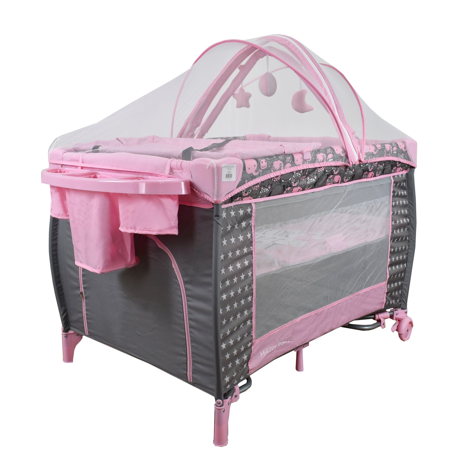Combo Coche Luca Rosado +Cuna Mecedora Miami Rosado