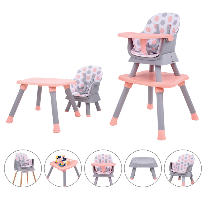 Silla comedor bebe 6en1 Priori Sidney Rosa