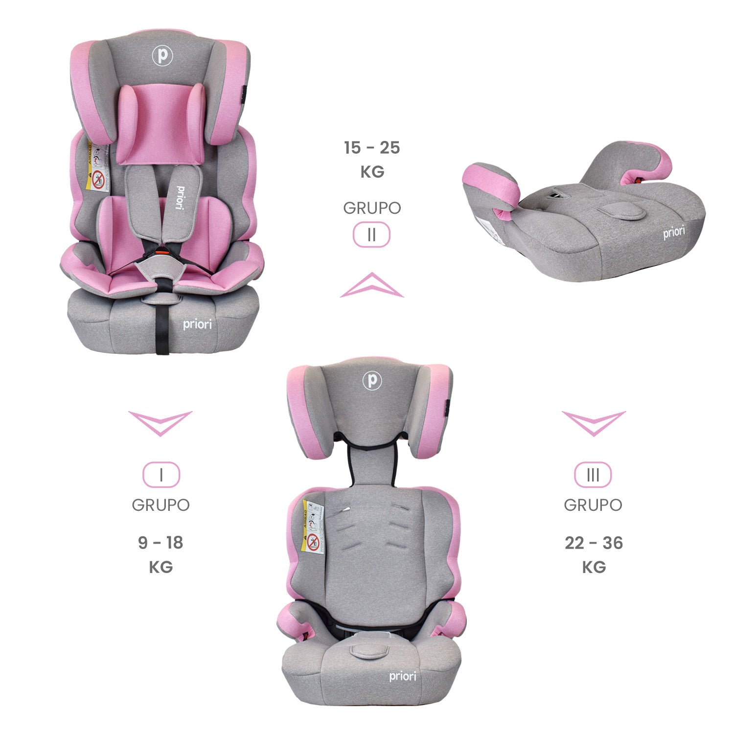 Silla Carro Bebe Priori Thunder Rosado