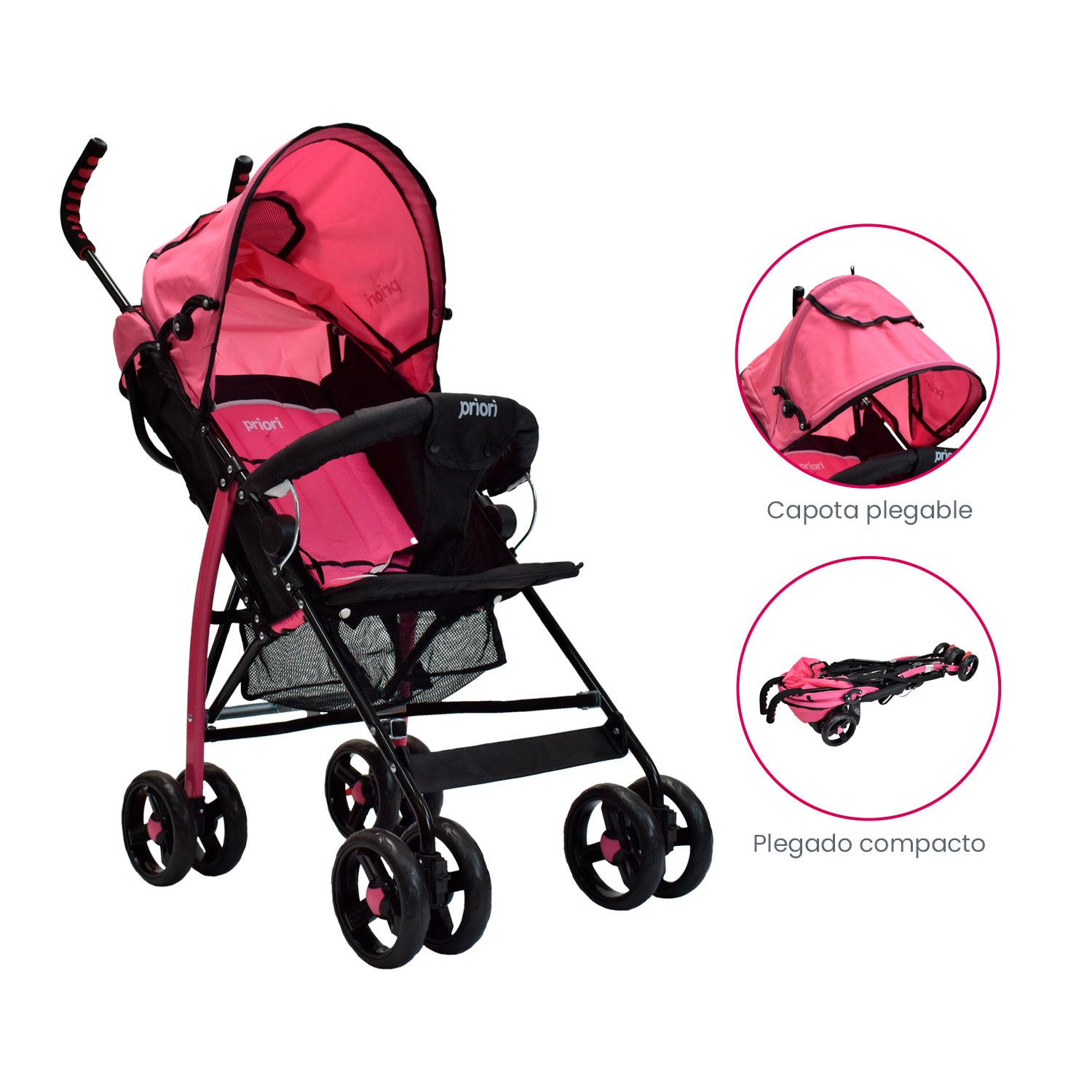Coche Bebe Paseador Priori PPA12 Rosa