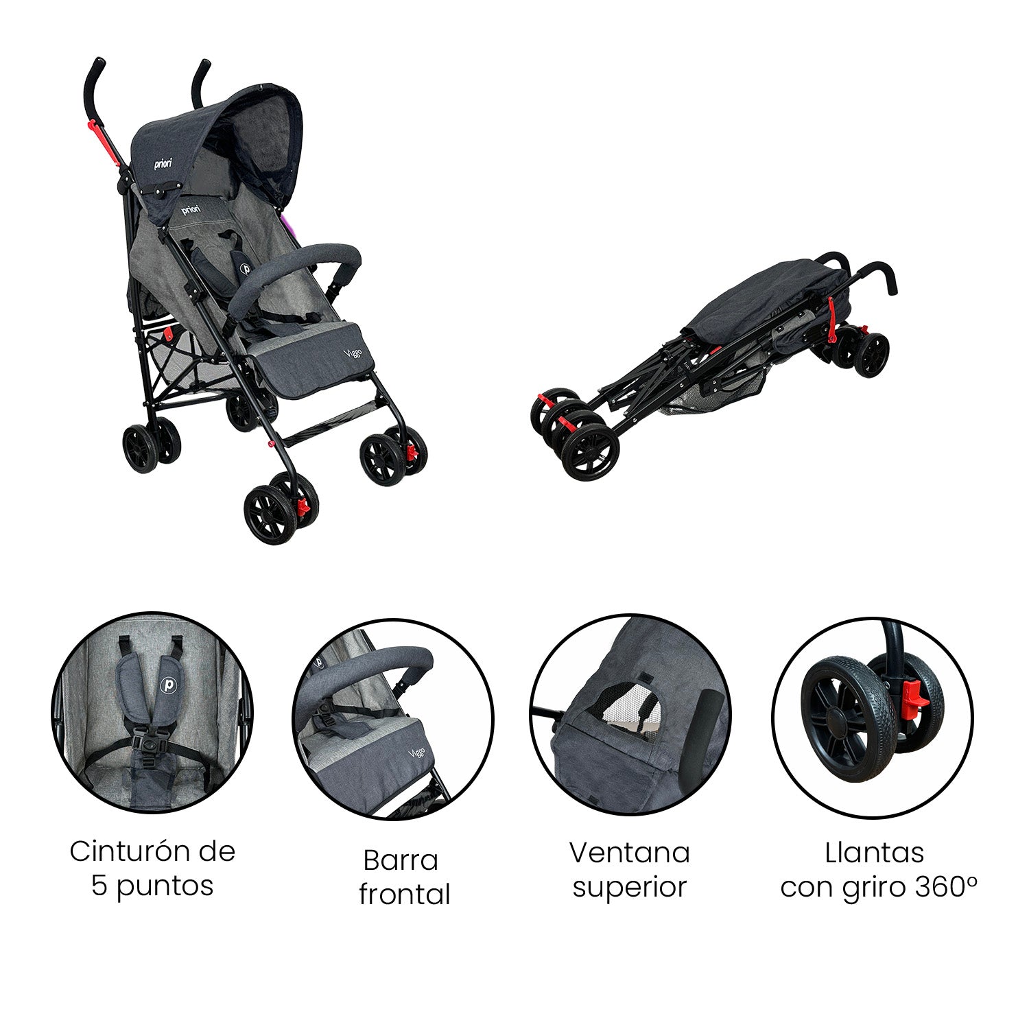 Coche Bebé Paseo  Viggo Priori Gris