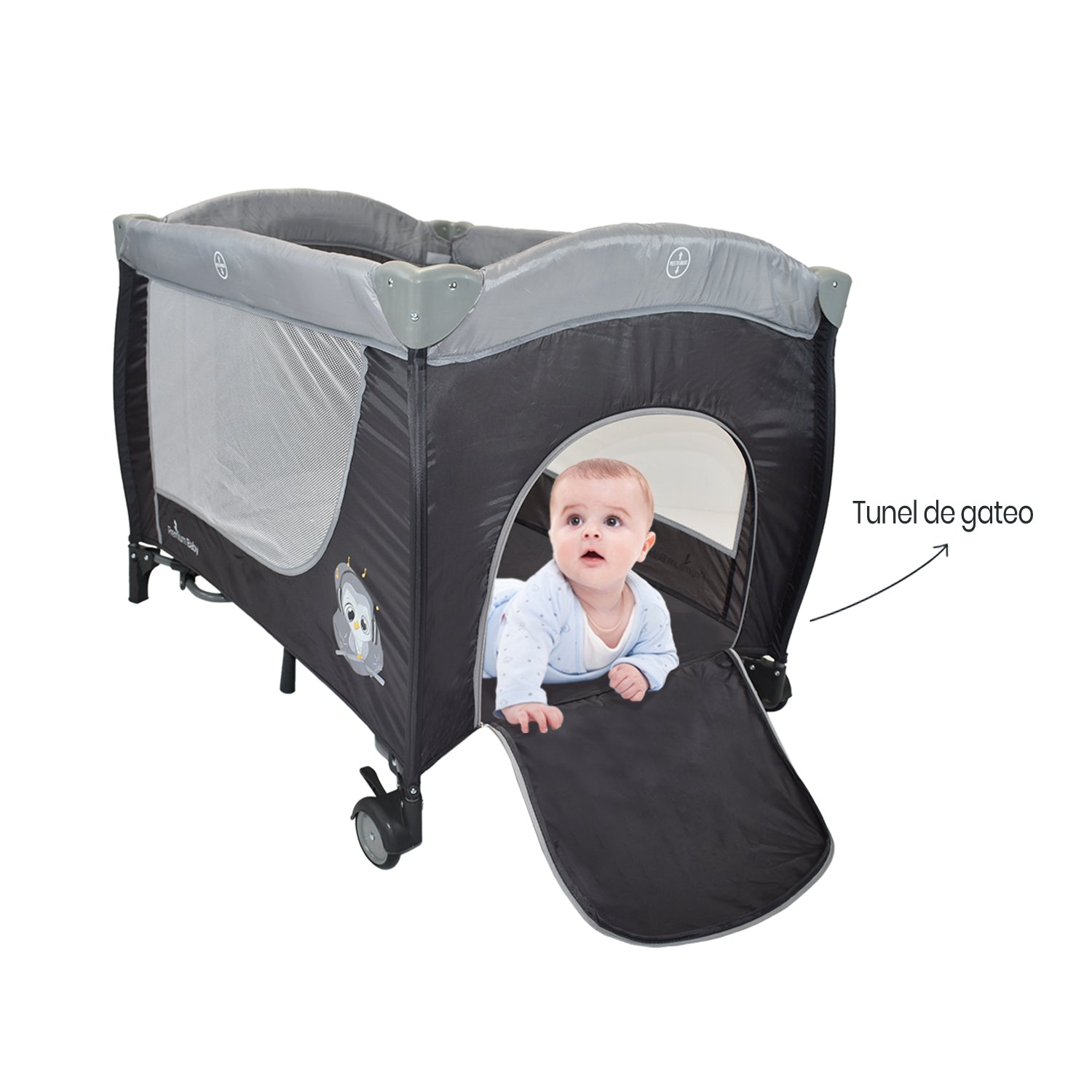 Combo Bebé Coche Frezzio + Cuna Mecedora Nápoles Gris