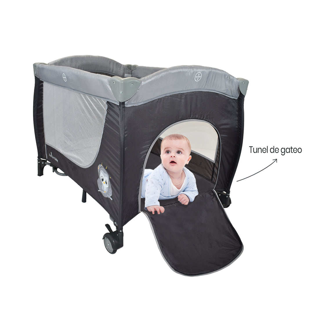 Combo Bebé Coche Frezzio + Cuna Mecedora Nápoles Gris