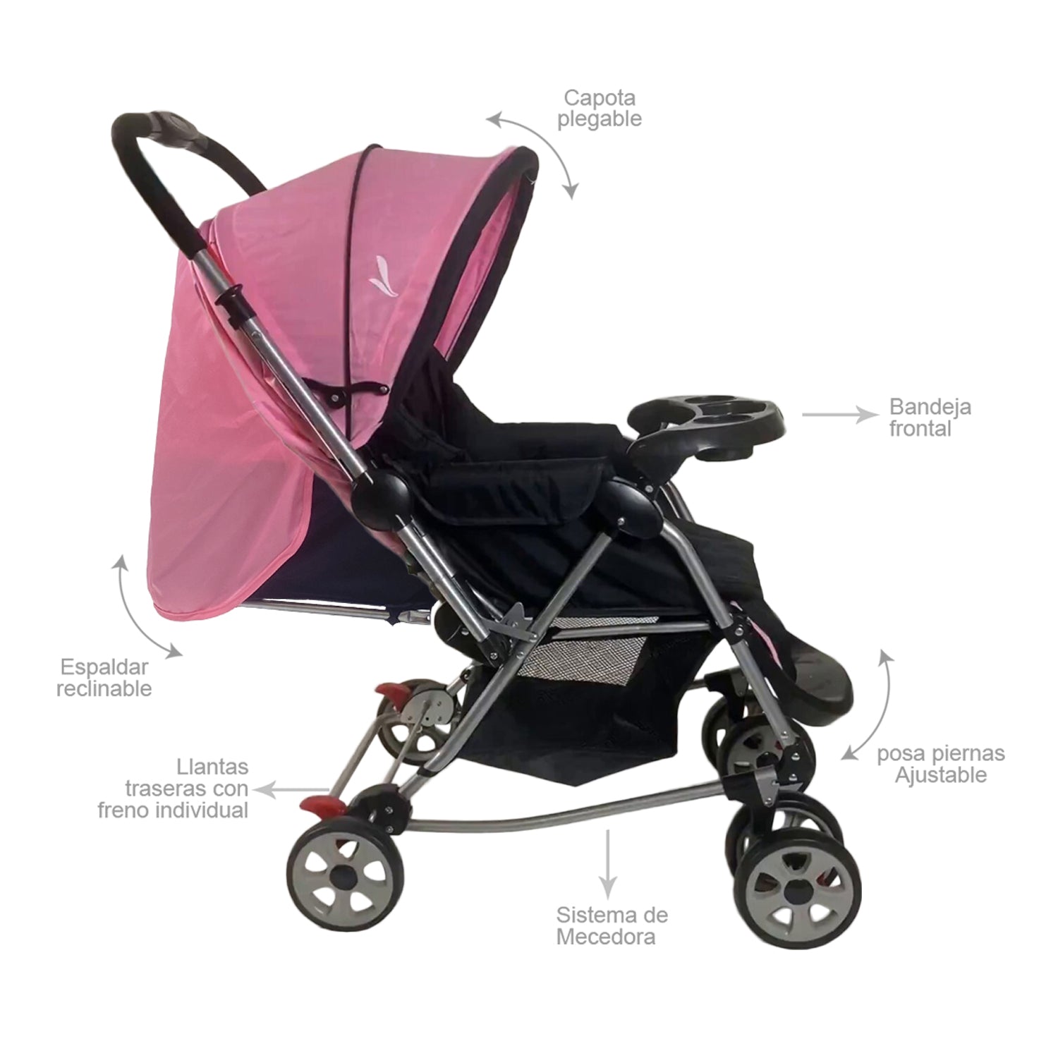 Coche Mecedora Bebe Balance Premium Baby Rosa