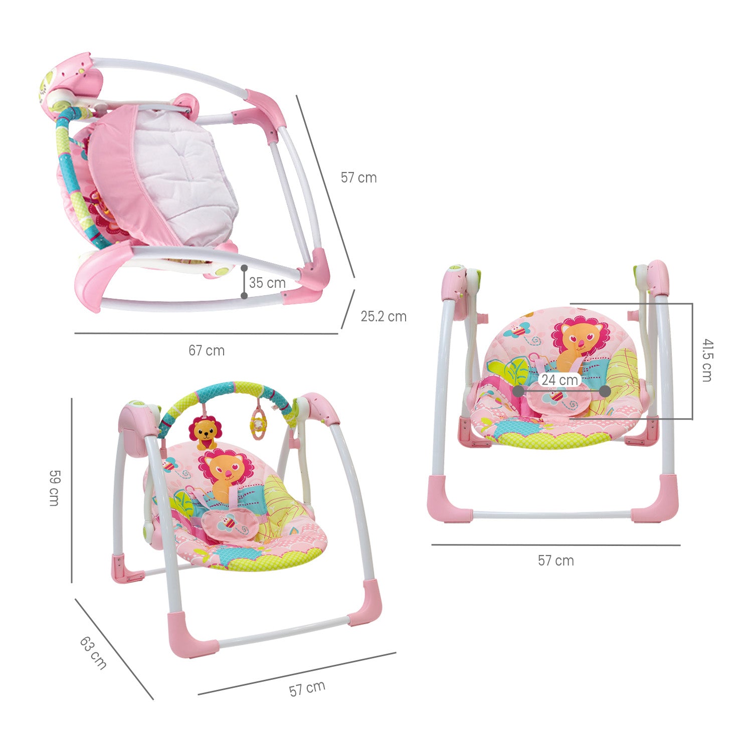 Columpio Mecedora Bebe Portátil PB2025 Priori Rosa