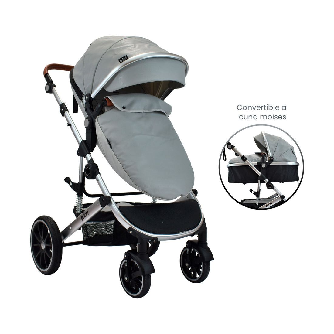 Coche Bebé Moises Milo Priori Gris