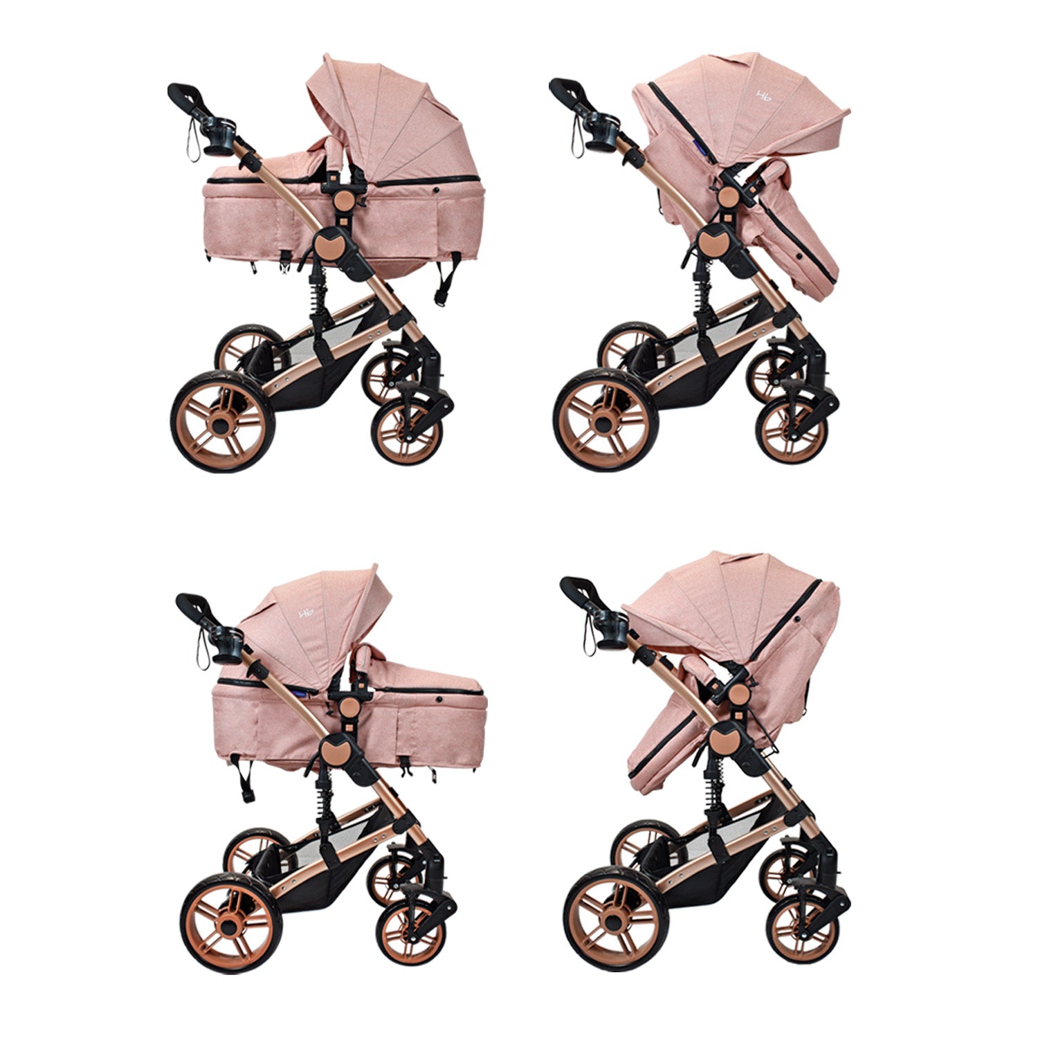 Coche Bebe Moises Gadi Happy Baby Rosado