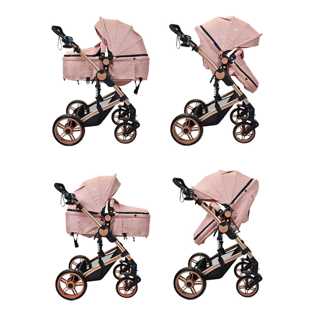 Coche Bebe Moises Gadi Happy Baby Rosado