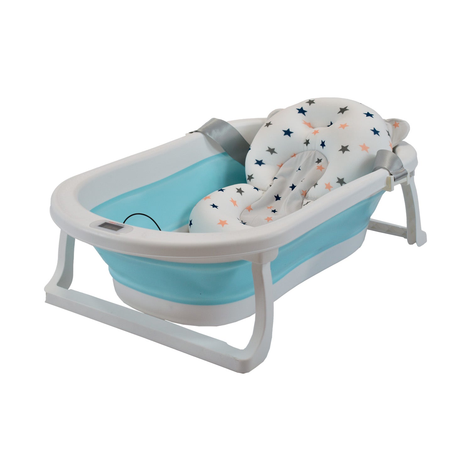 Bañera Bebé Happy Baby Con Cojín Y Termómetro Hawai Azul