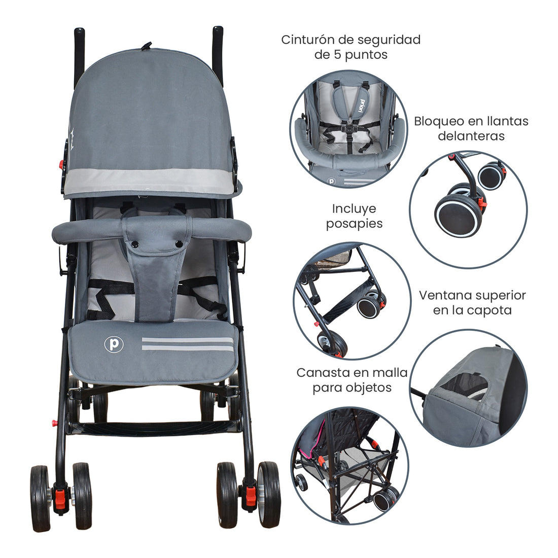 Coche Bebe Paseador Veneto Lyne Priori Gris