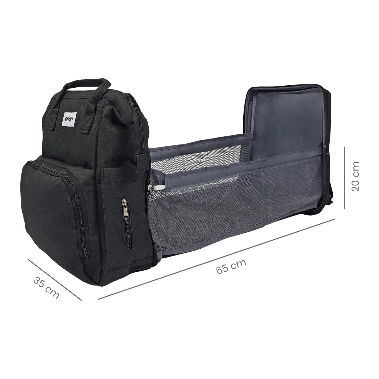 Pañalera Bebe Morral 3 en 1 PS 1001 Priori Negro