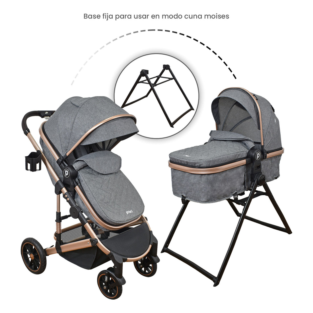 Coche Bebe 4 en 1 Travel System Cris Priori Gris