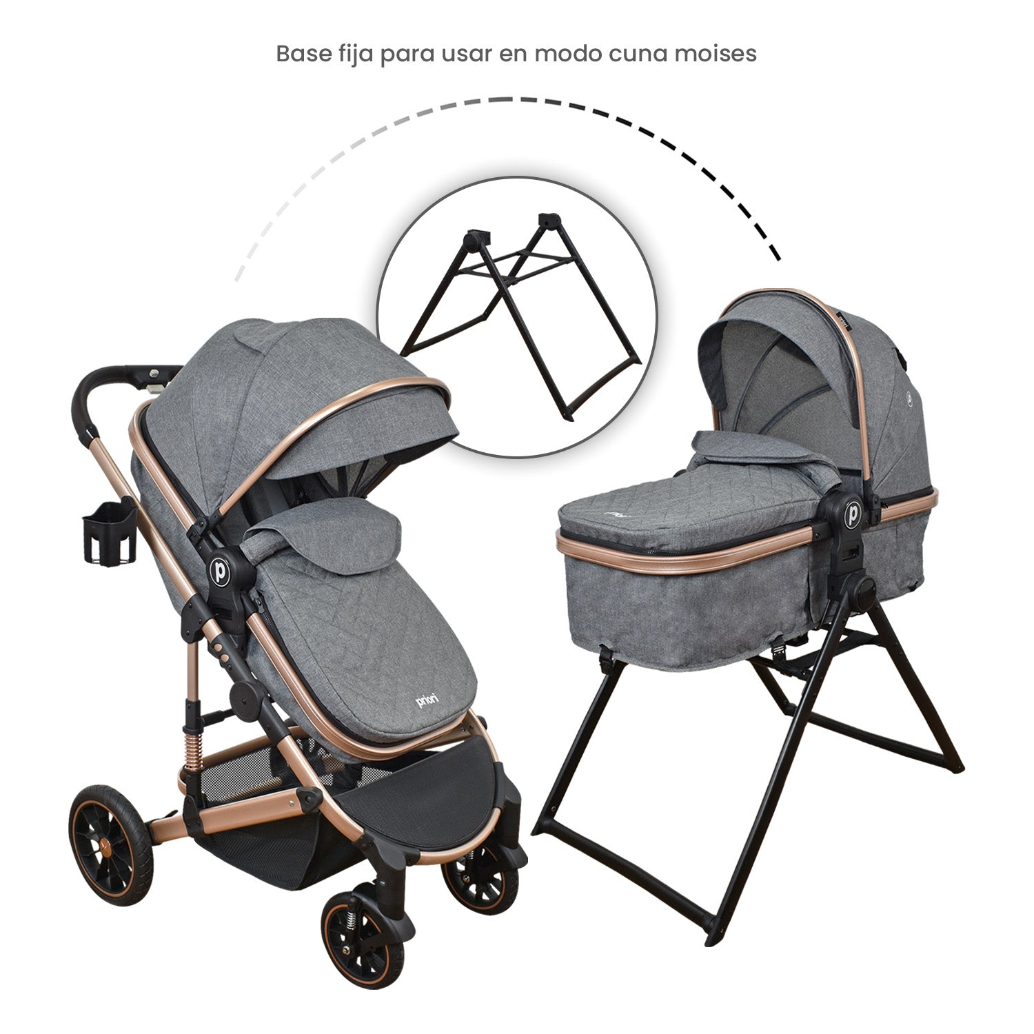 Coche Bebe 4 en 1 Travel System Cris Priori Gris
