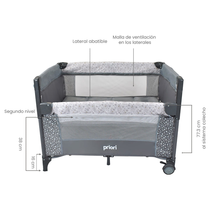 Cuna Colecho Bebe Priori Ariel Octopus Gris