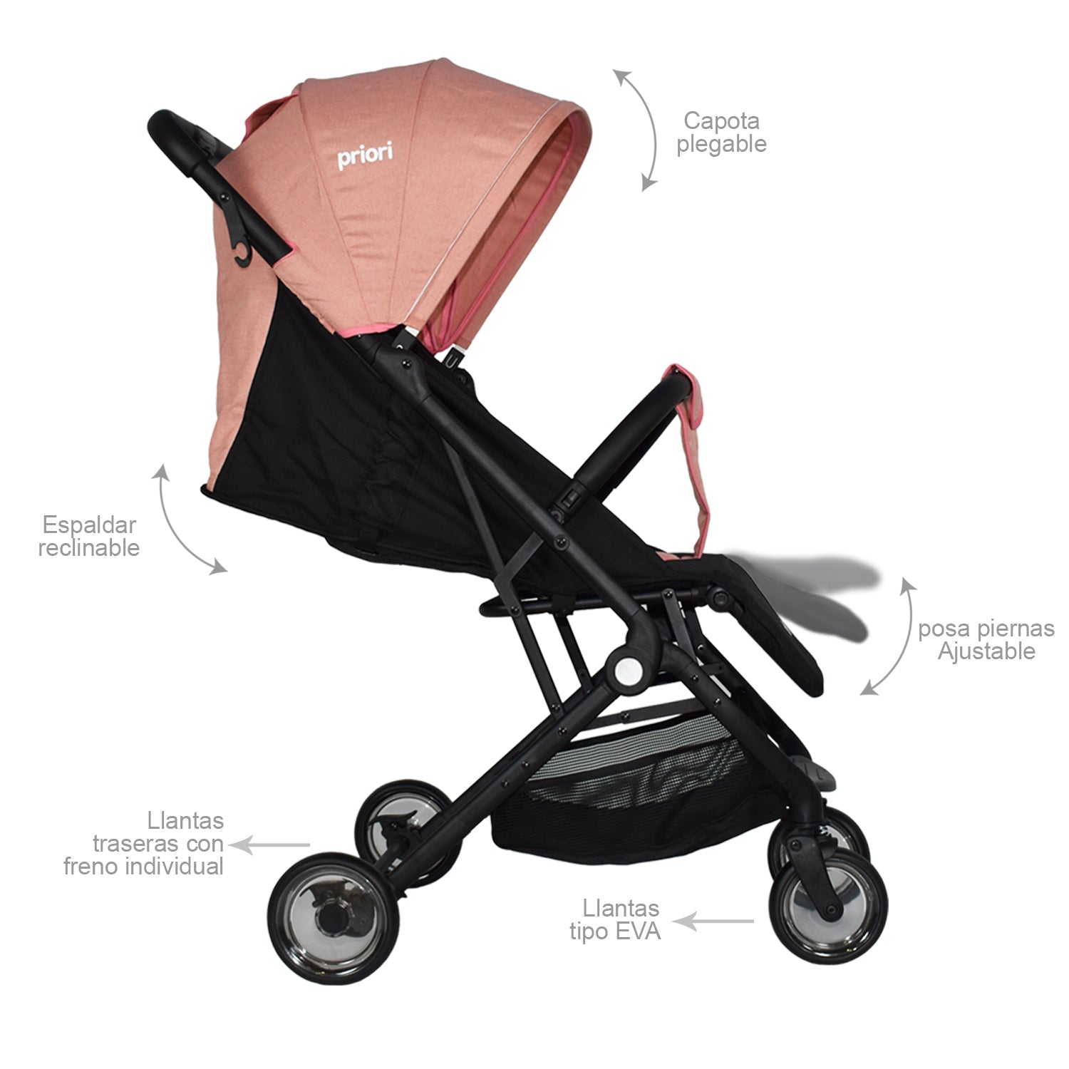 Coche Bebe Priori Compacto Ferrara Rosa