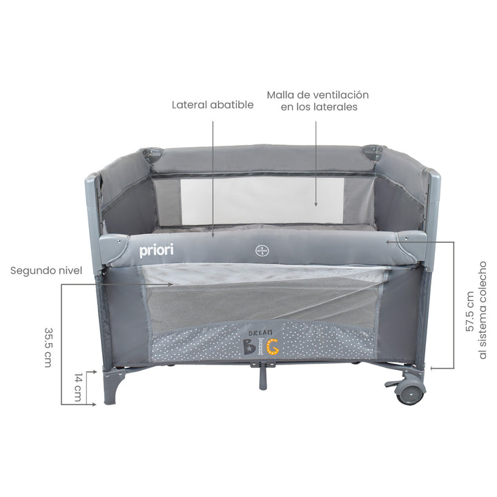 Cuna Colecho Bebe Priori Avanti Dream Gris
