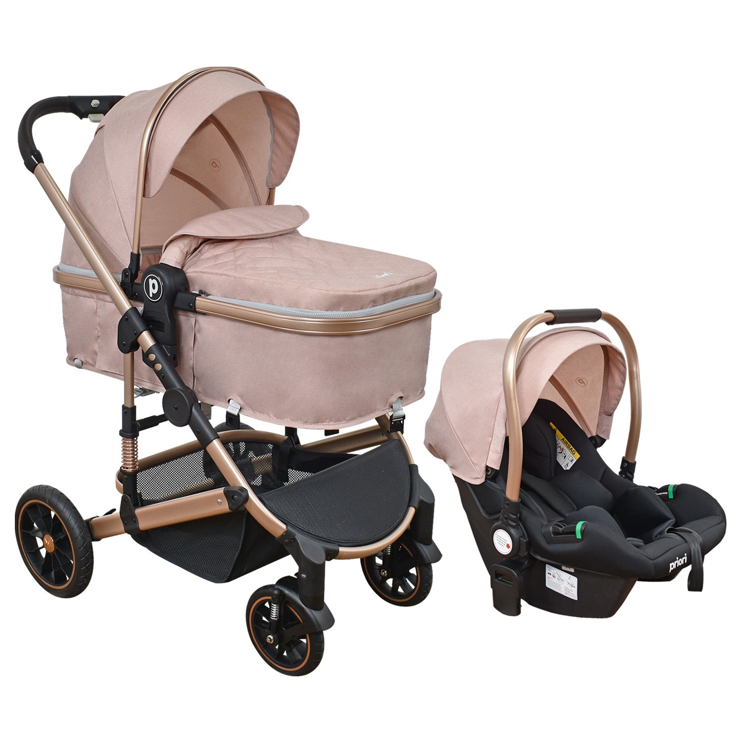Coche Bebe 4 en 1 Travel System Cris Priori Rosa