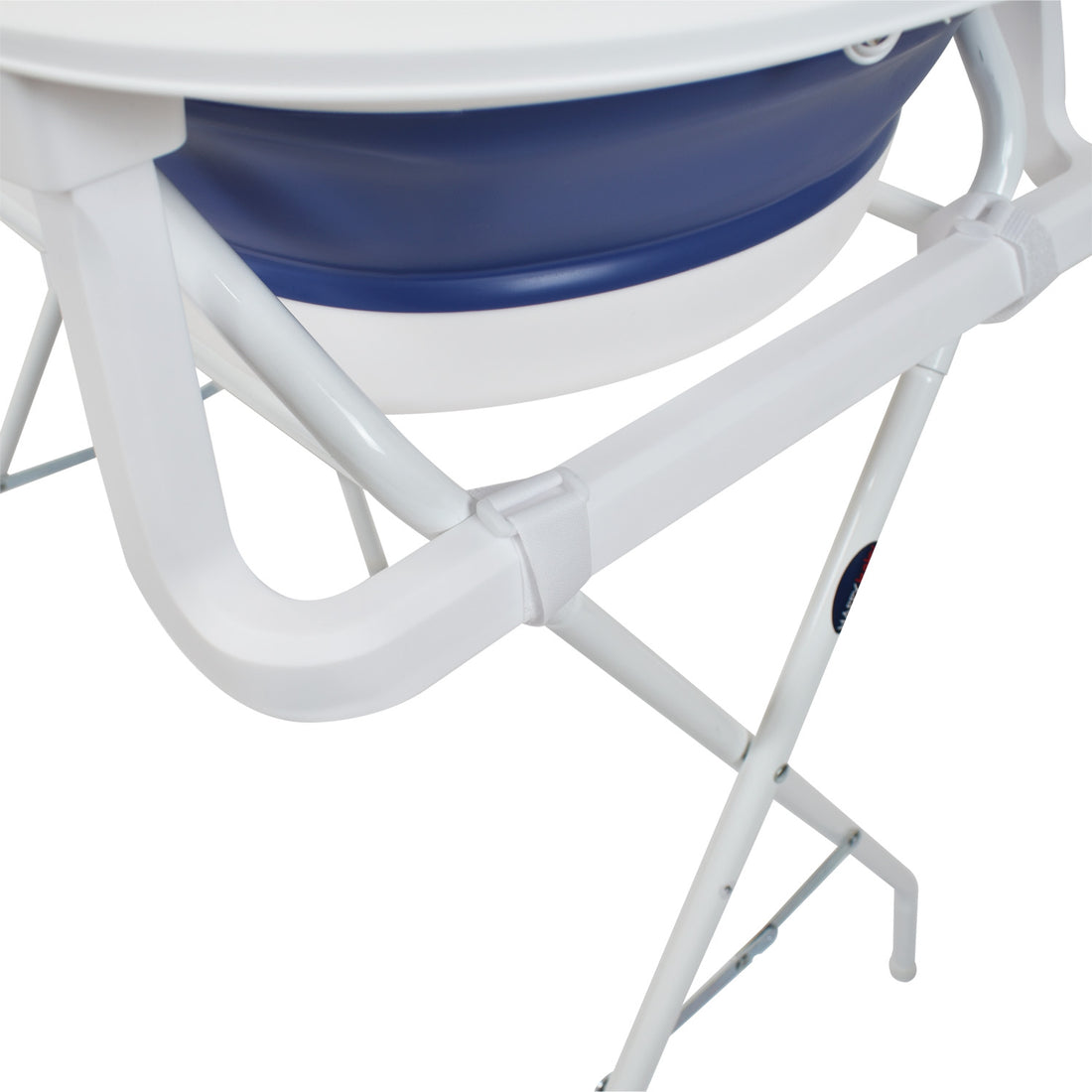 Bañera Plegable Con Soporte Y Cojín Stand Happy Baby Azul