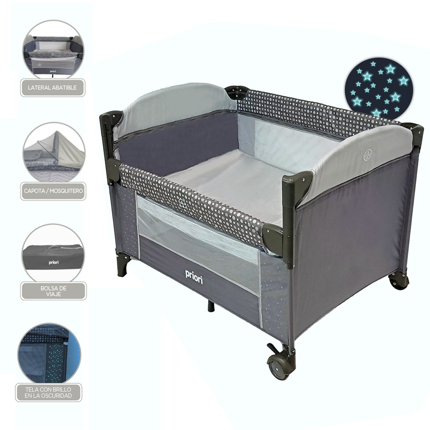 Cuna Colecho Bebe Priori Ariel Gris