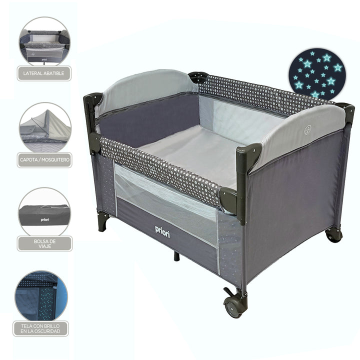 Cuna Colecho Bebe Priori Ariel Gris