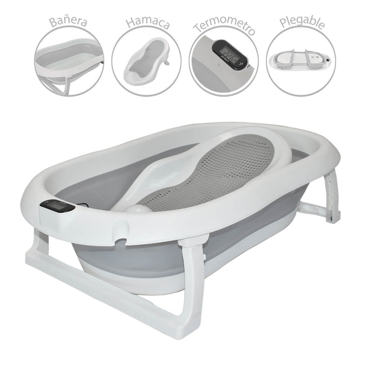 Bañera Bebe Plegable Portatil Ocean Priori Gris