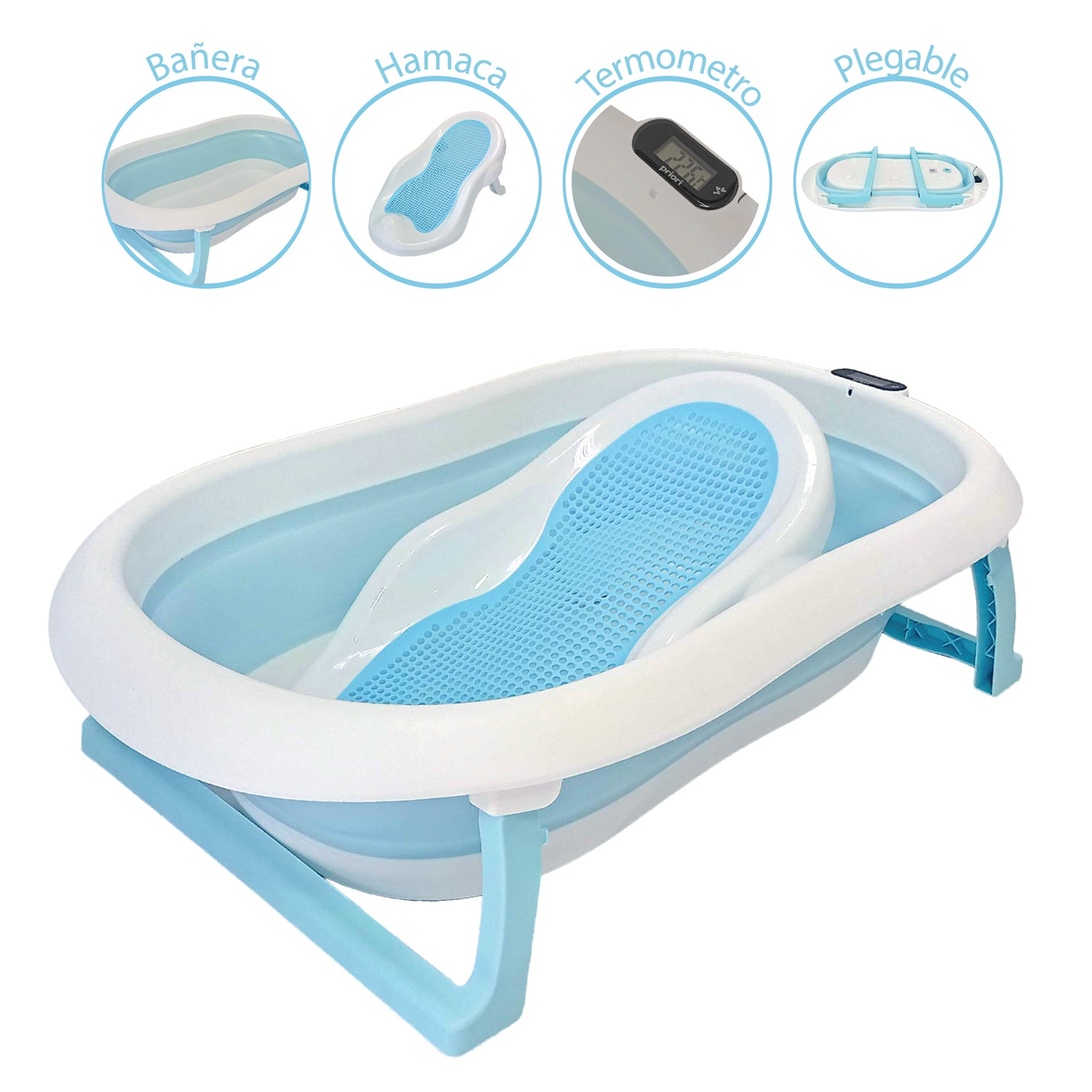 Bañera Bebe Plegable Portatil Ocean Priori Azul