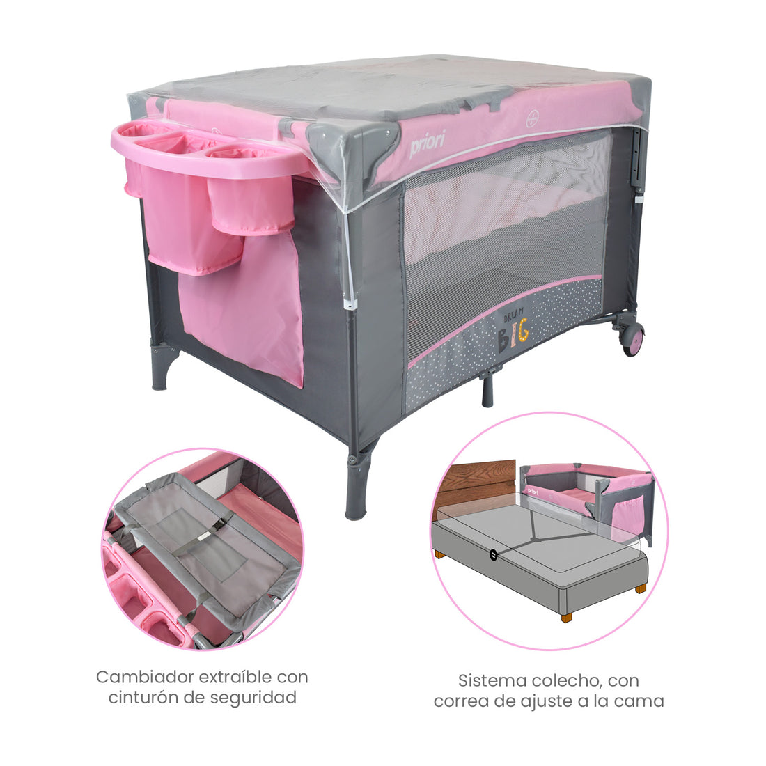 Cuna Colecho Bebe Priori Avanti Dream Rosa