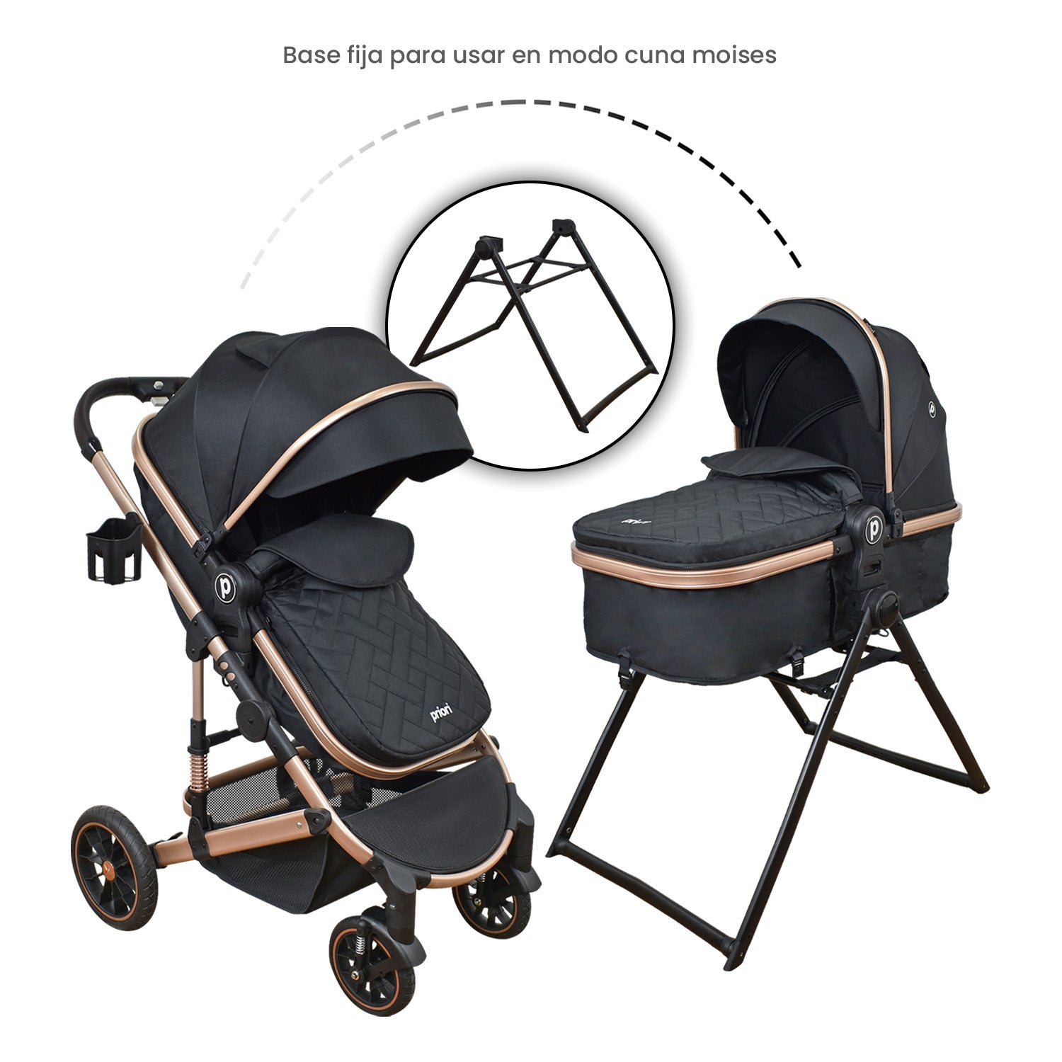 Coche Bebe 4 en 1 Travel System Cris Priori Negro