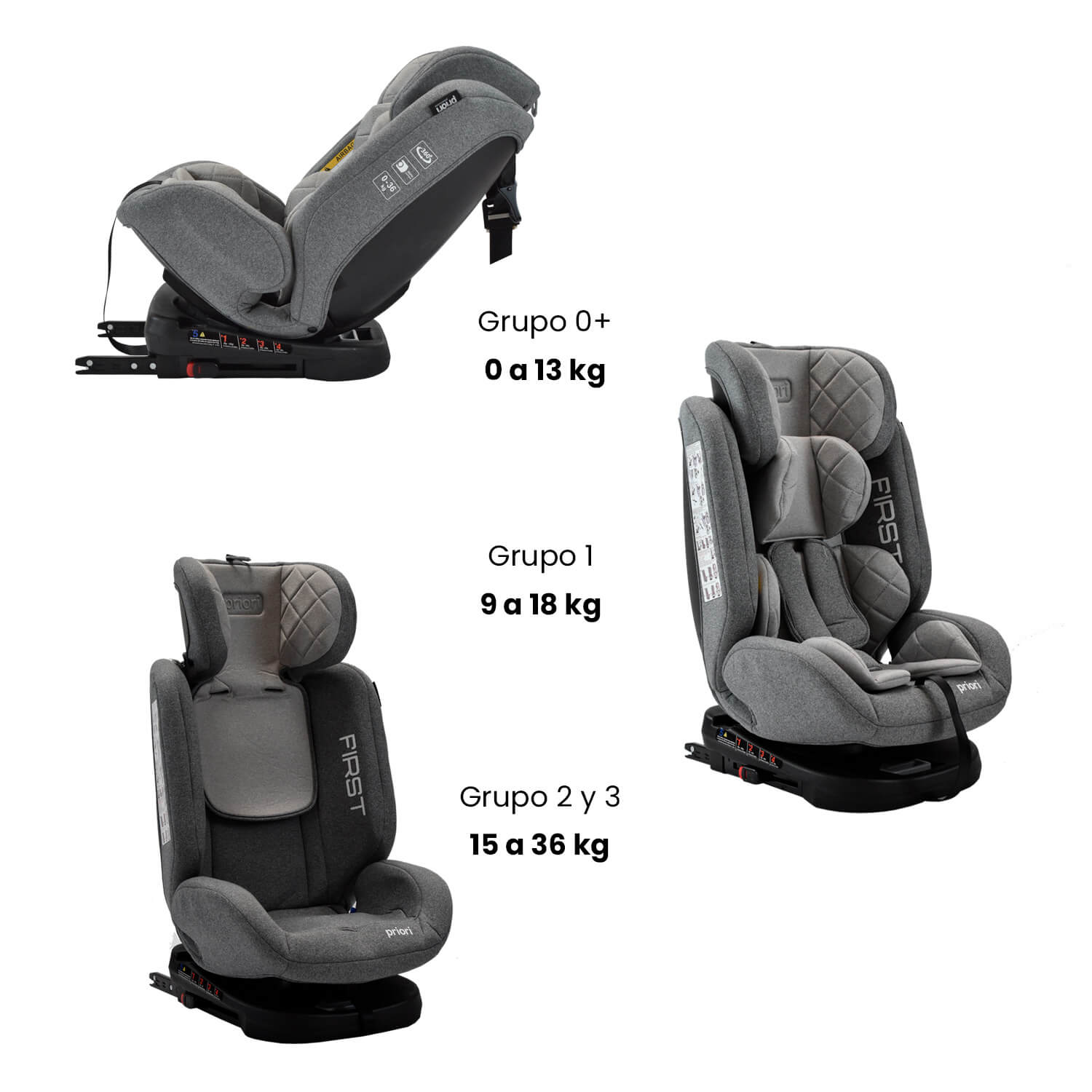 Silla Carro Bebe First 360° Gris Claro Priori