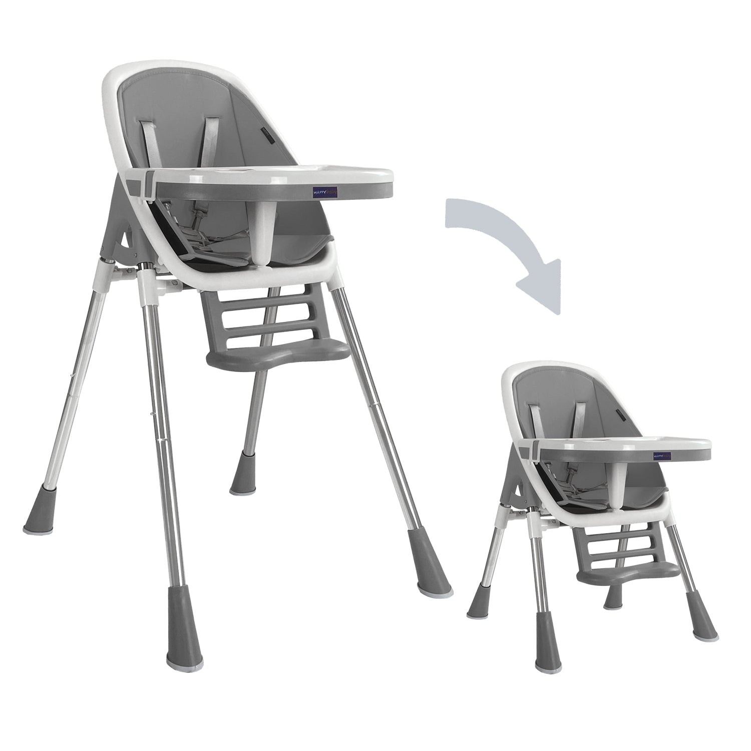 Silla comedor bebe 2en1 Happy Baby Nepal Gris
