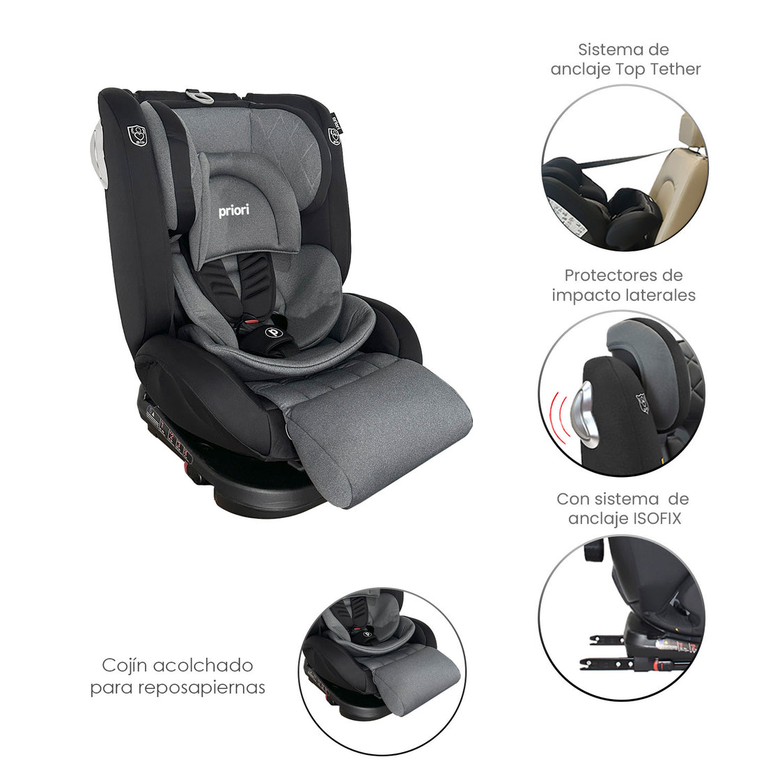 Silla Carro Bebe First Plus 360° Priori Gris