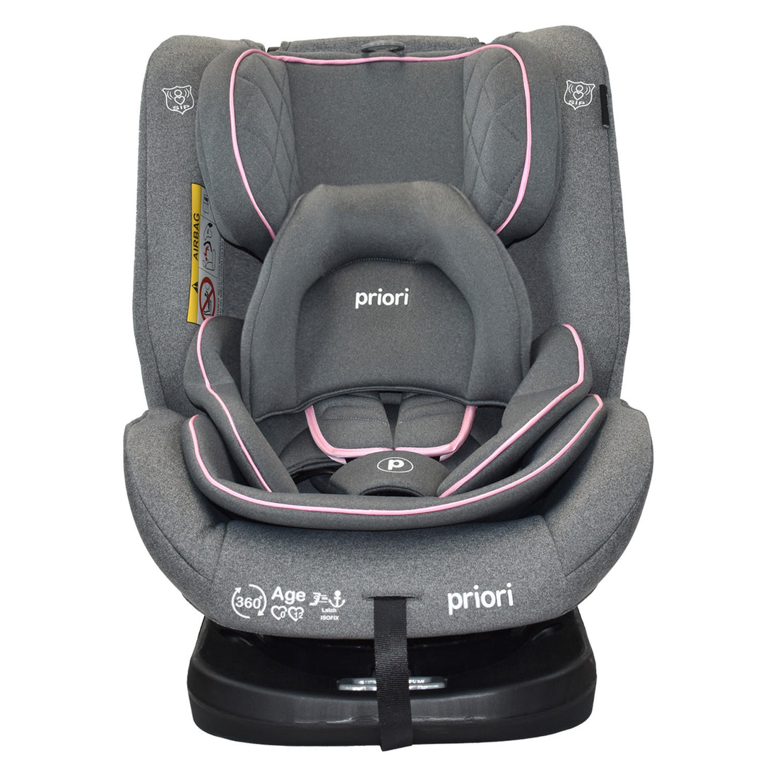 Silla Carro Bebe First Plus 360° Priori Gris Rosa