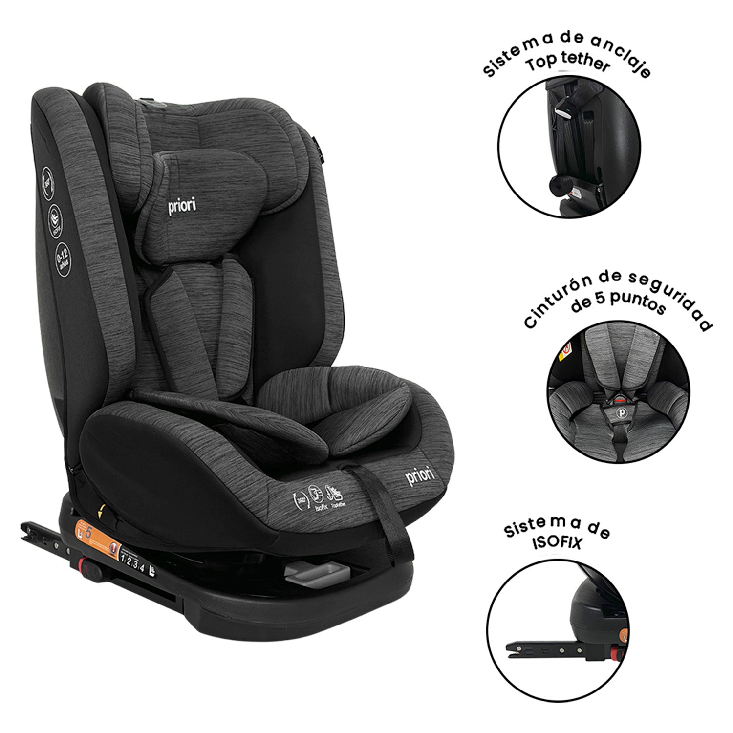 Silla Carro Bebé First Isize Coal Priori Gris Oscuro