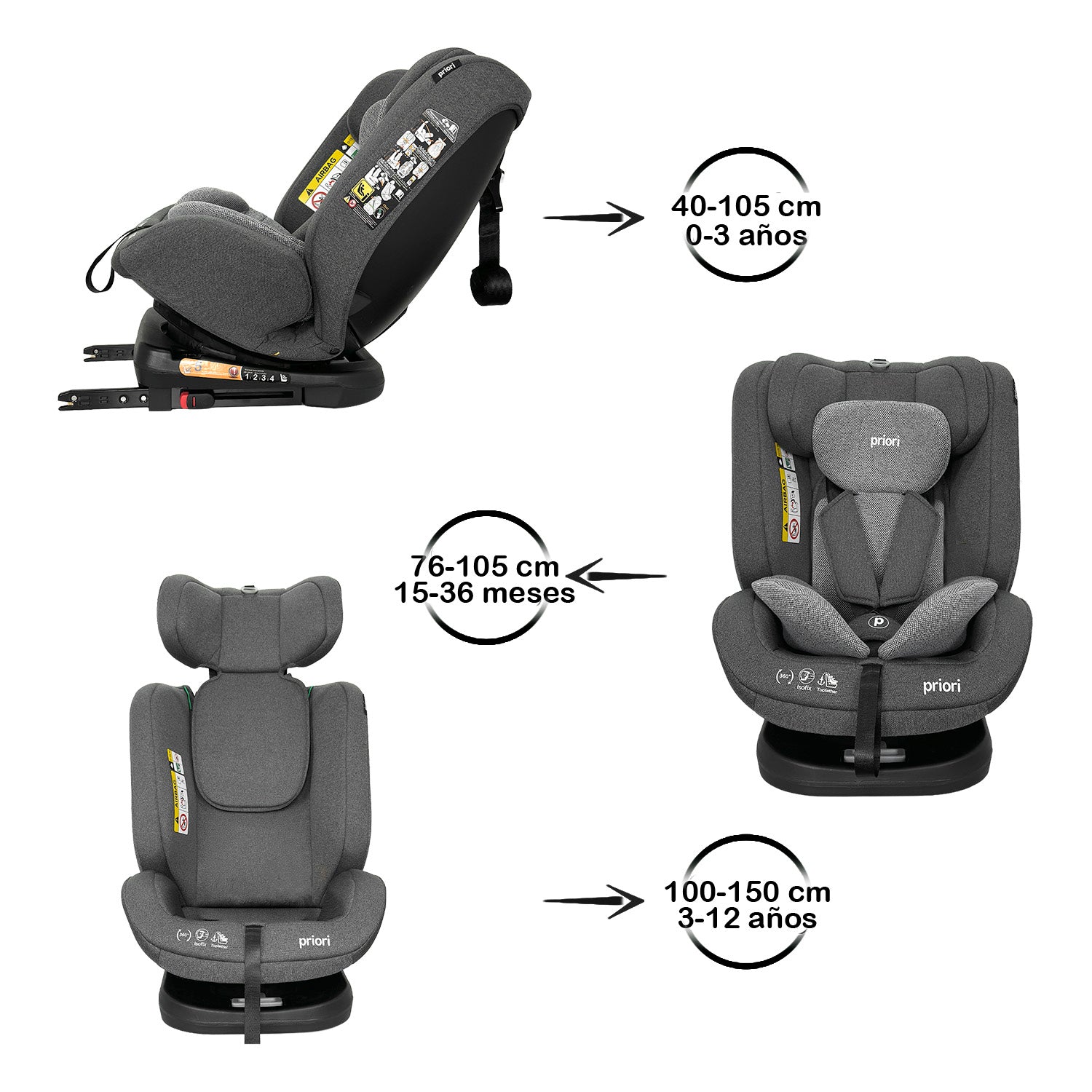 Silla Carro Bebé First  Isize Priori Gris
