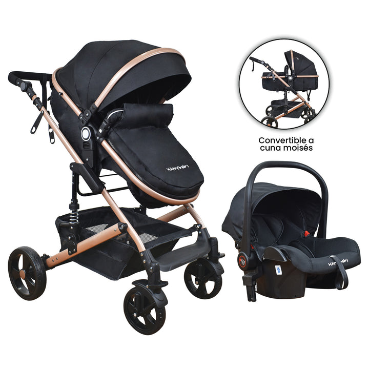 Coche Bebe Moises Travel System Happy Baby Negro Fj