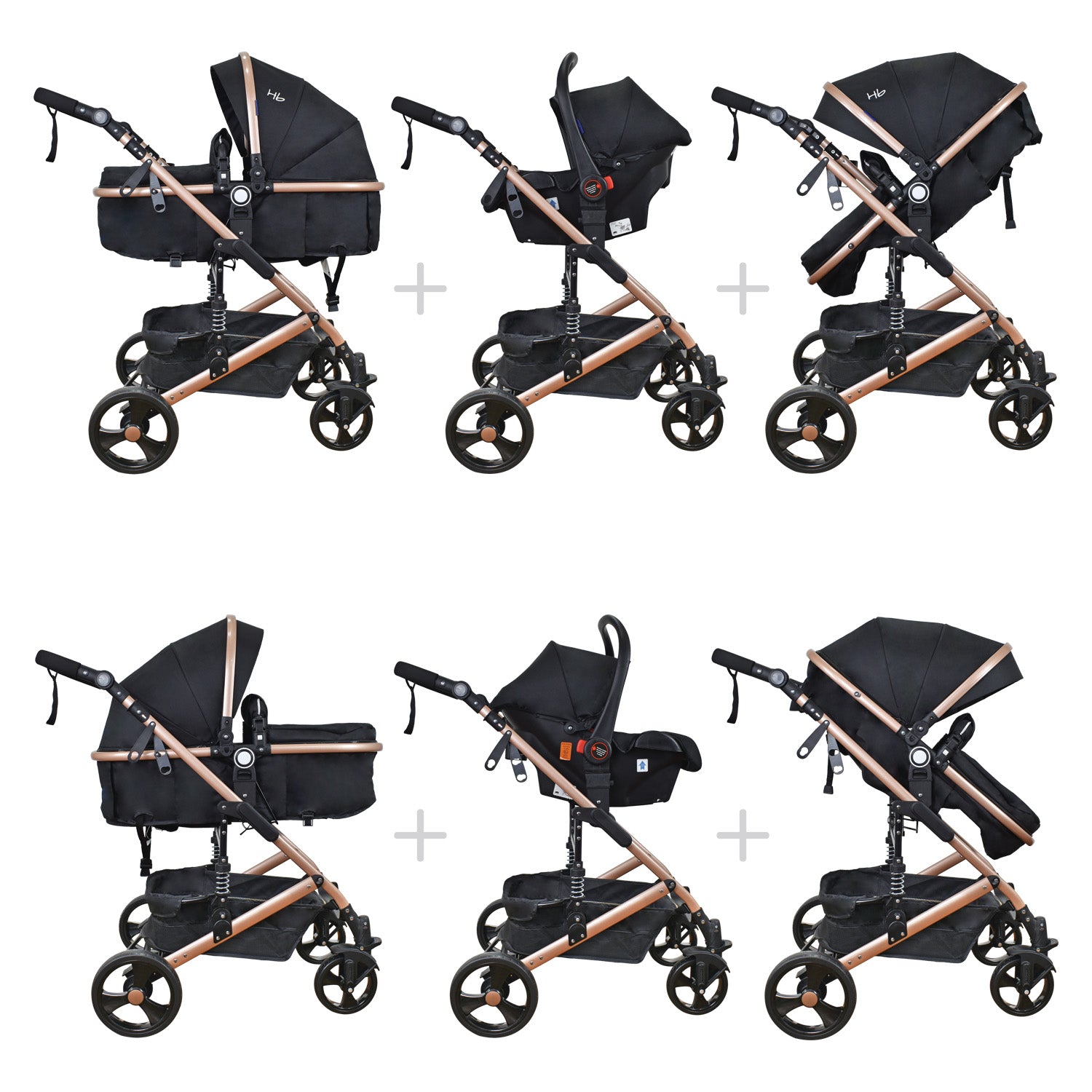 Coche Bebe Moises Happy Baby Negro Fj