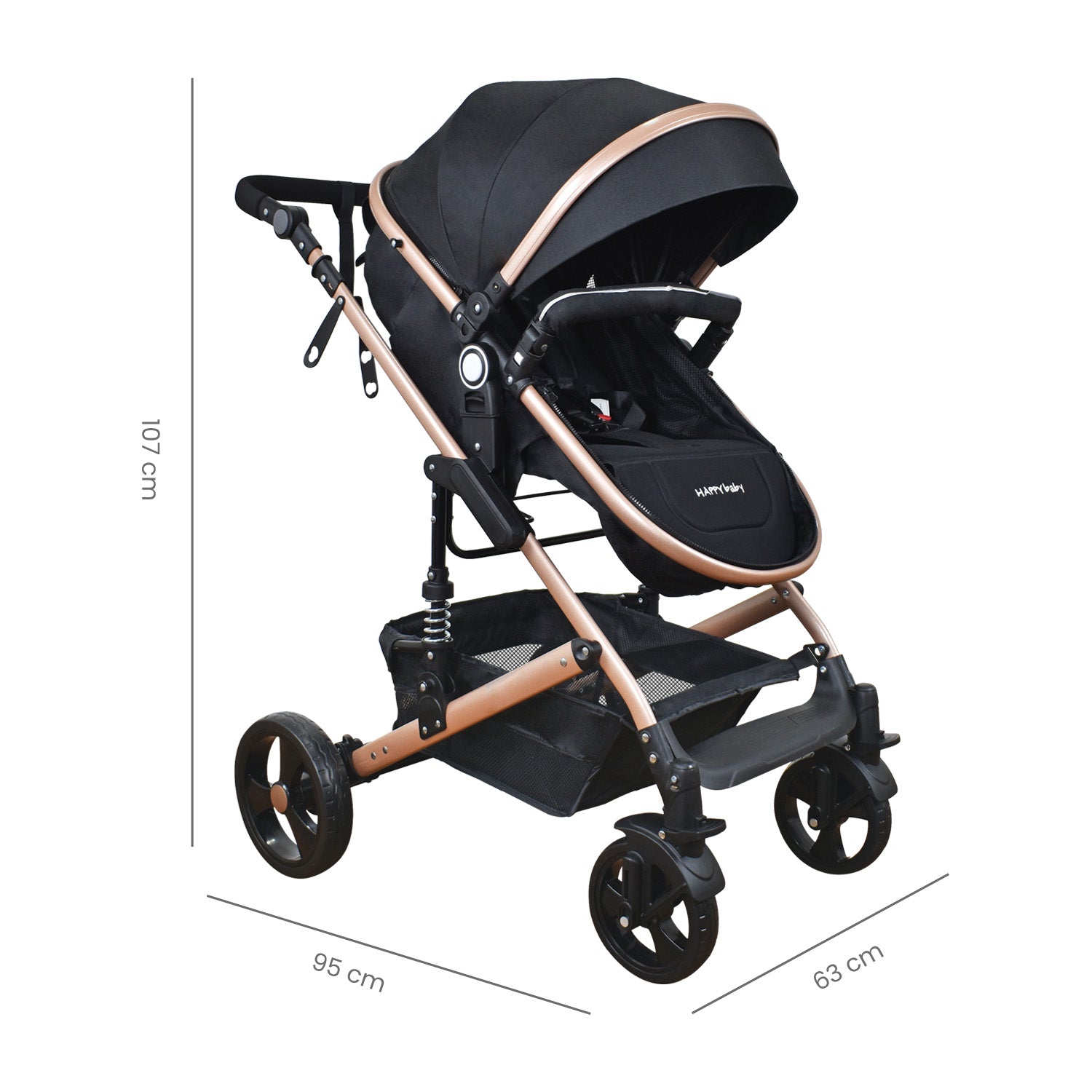Coche Bebe Moises Happy Baby Negro Fj
