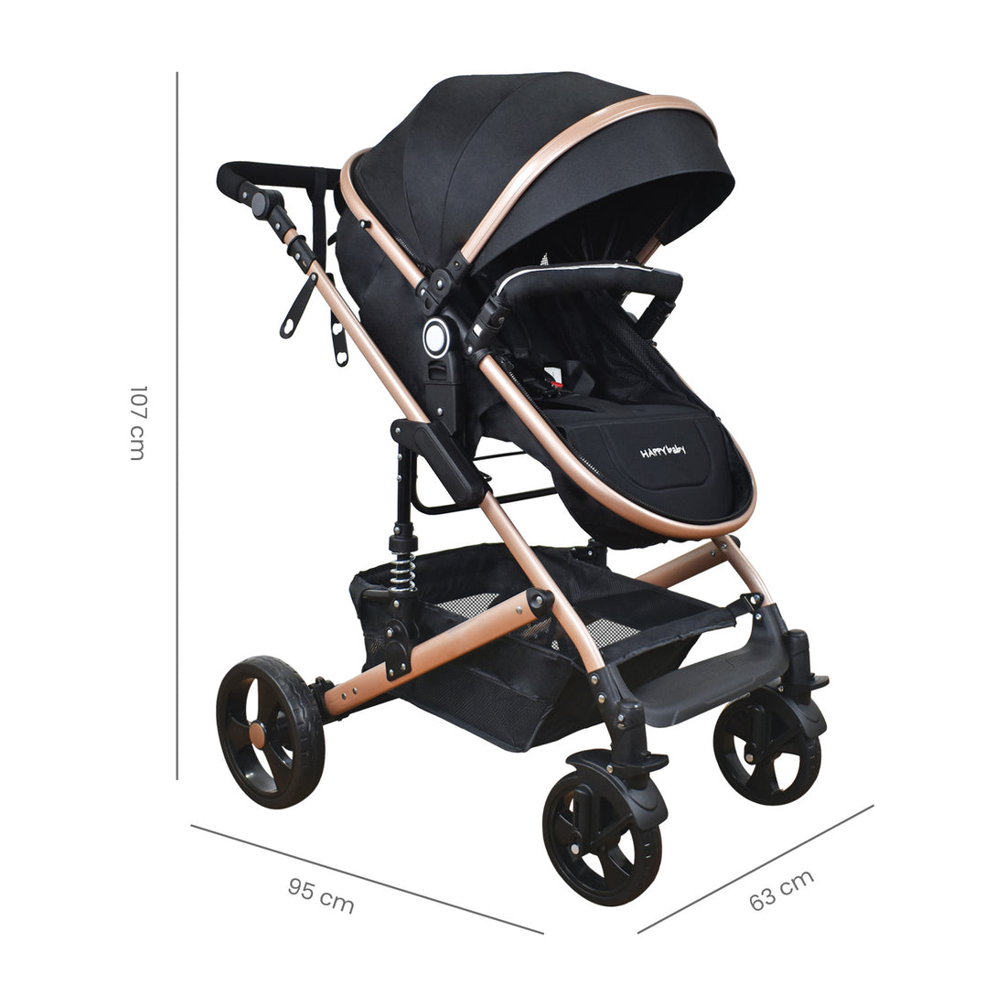 Coche Bebe Moises Happy Baby Negro Fj