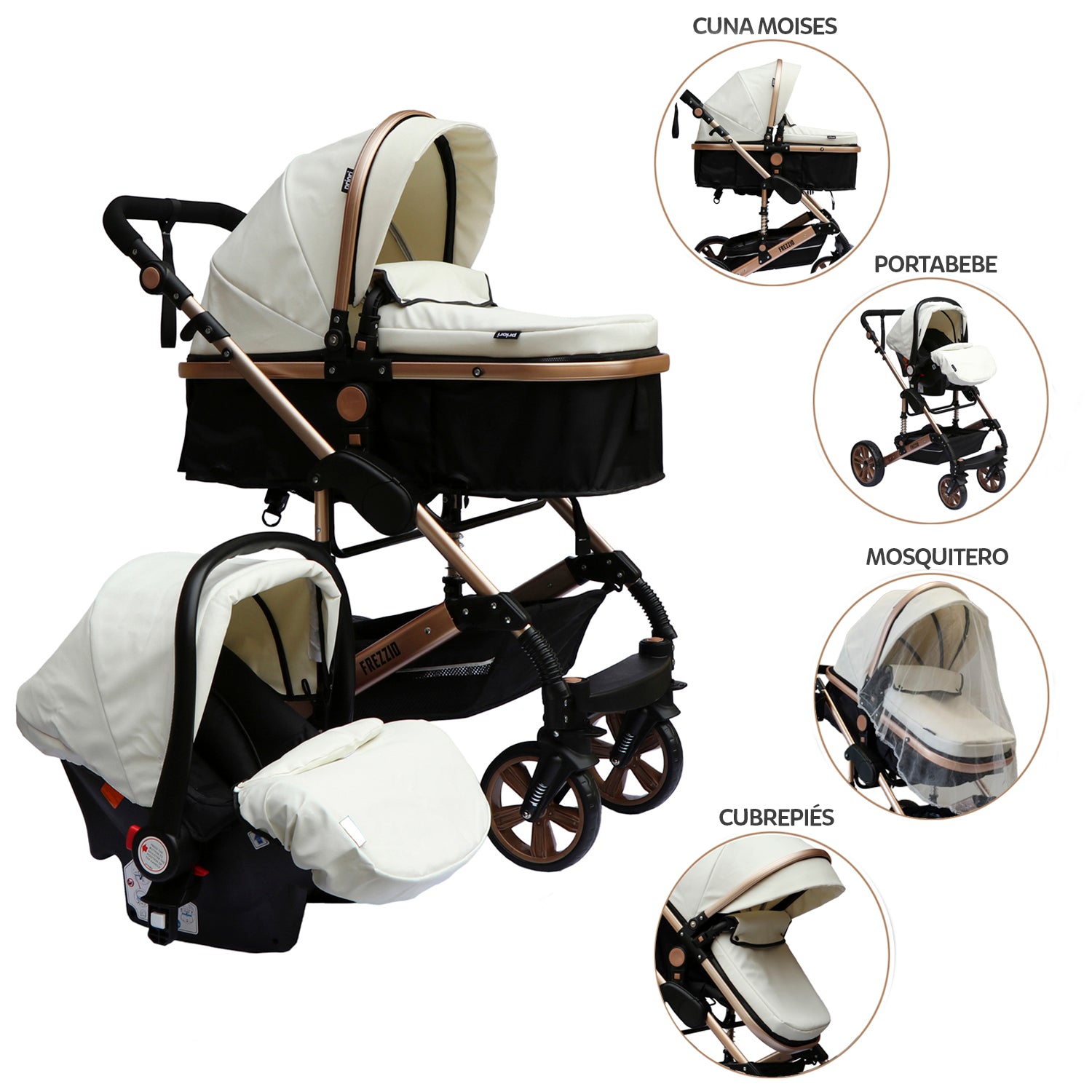 Coche Bebe Moises 4 en 1 Frezzio Priori Blanco