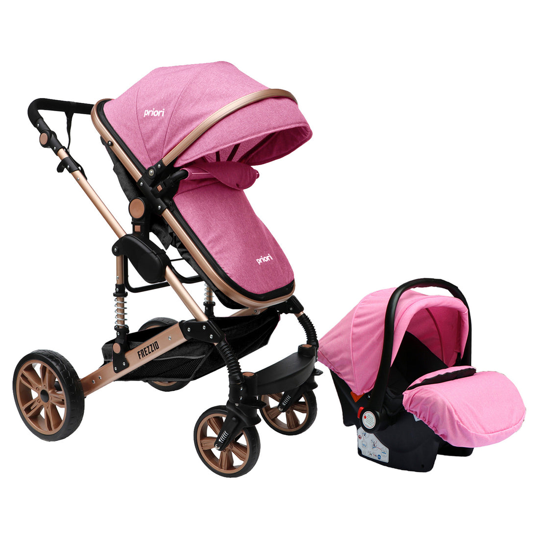 Coche Moises Bebe FREZZIO Priori 4en1 Rosa