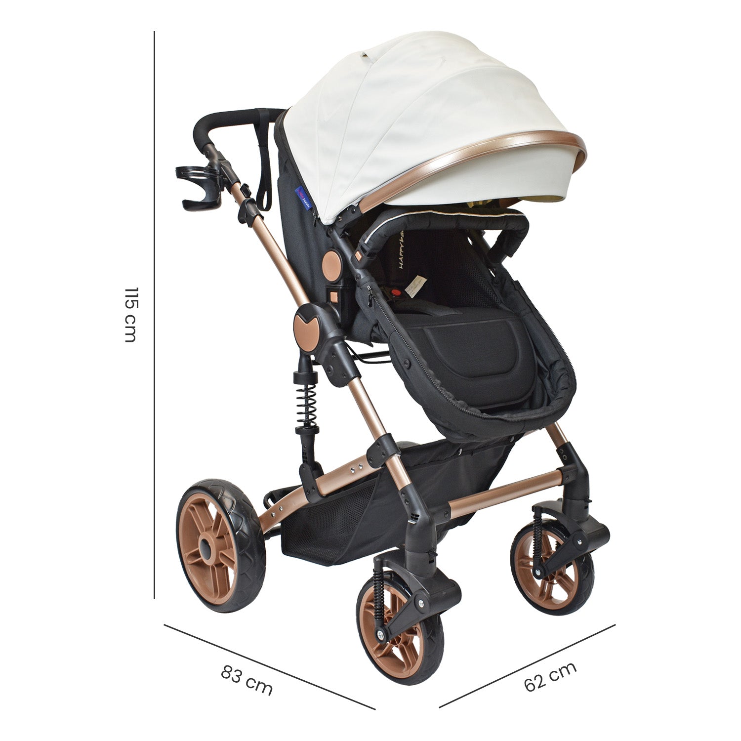 Coche Bebe Moises Gadi Happy Baby Blanco